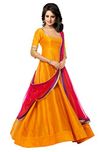 Greenvilla Designs Bangalore Silk Party Wear Gown (GVD-GV42MAZA_Yellow)