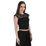 Five Stones Black Pv Crop Top For Women Size:- Small