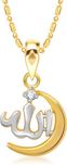 VK Jewels Allah Yellow Gold Cubic Zirconia Alloy Pendant