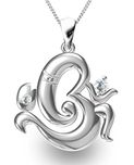 Exxotic Religious 925 Silver Om Ganesha Pendant Jewellery for Men and Women