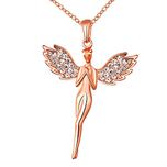 Yellow Chimes An angel pure soul with wings 18K Rose Gold Plated pendant for Girls and Women. Perfect for your angel!