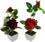 Fancymart Classic White Rose Artificial Flower  with Pot(22 inch, Pack of 2)