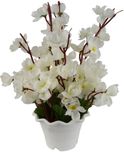 Fancymart FP-0090-866 White Wild Flower Artificial Flower  with Pot(12 inch, Pack of 1)