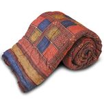 Ethnic Arts Soft and Light Weight 100% Cotton Filled Sanganeri Floral Gold Design Cotton Single Bed Razai Quilt