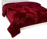 Warmland Mink Embossed Solid Polyester Double Blanket - Maroon