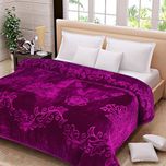 SRS Floral Embossed Single Bed Blanket With Blanket Bag