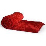 Little India Embossed Puffy Soft Mink Floral Microfibre Double Blanket - Maroon