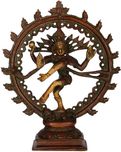 Aakrati Religious Statue Of Natraj ( Dancing Shiva) Hotel And Home Decoration Decorative Showpiece  -  16.51 cm(Brass, Brown)