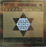 Gold Plated Shri Shukra Yantra Planet Venus Mystical Charm Lord of Wealth, Herbs