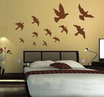 Happy walls Flying Birds Silhouette In Brown(90 cm X cm 170, Multicolor)