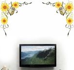 Happy walls Bright Yellow Flower Vines & Butterflies Corner Design TV Decor(60 cm X cm 120, Multicolor)