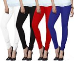 Lux Lyra Indian Churidar Leggings, Pack of 4 (White :: Black :: Red :: Royal Blue)