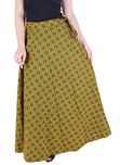Indi Bargain Cambric Cotton Wrap Around Full Length Skirt (455) (Green Floral)