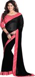 Sourbh Sarees Solid Fashion Georgette Saree(Black, Pink)