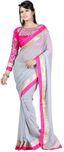 Winza Designer Embellished, Embroidered, Paisley, Printed, Self Design, Solid Bollywood Chiffon Saree(Grey, Pink, Multicolor)