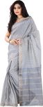 Roopkala Silks Striped Gadwal Handloom Cotton Saree(Beige)