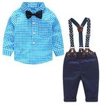 Rrimin Kids Baby Boys Toddler Plaid Shirt and Suspender Pants Overalls Clothes 2PCS (70)