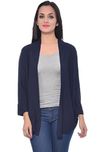 Frenchtrendz Navy Viscose Crepe Shrug for Women