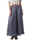 Vastraa Fusion Women Solid Grey Chanderi Maxi Skirt/ Long Skirt