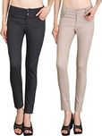 NGT Womens Formal Beige And Grey Trouser in Special Quality.
