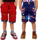 AD & AV Short For Boys Casual Solid Cotton Viscose Blend(Multicolor, Pack of 2)