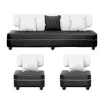 Bharat Lifestyle Butterfly Leatherette 3+1+1 Sofa Set White Black