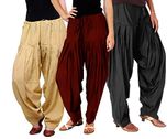 Luvcare 100% Pure Cotton Patiala Salwar For Womens(Beige, Brown And Black)