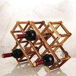 Hokipo Foldable Wooden Wine Rack Organizer Display Shelf, 45 X 31 X 12Cm, Capacity 10 Bottle (Carbonized Color,No Oil Paint)