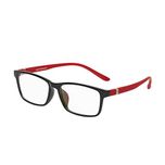 Vast Full Rim Rectangular Unisex Spectacle Frame(8028_C4_Black_Red_Clear_Arc|55)