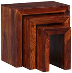 Mamta Decoration Wooden Finish Brown Color Nesting Tables Set of 3 - Brown