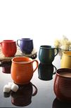 Multi Color Spiral Ceramic Tea Cups/Coffee Mugs - Set of 6
