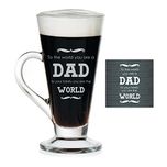YaYa cafe Fathers Day Gifts for Dad, Dad World Engraved Glass Tea, Coffee Mug Cup with Coaster