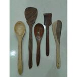 Onlineshoppee Wooden Spoon Set 1 Frying, 1 Serving, 1 Spatula, 1 Dosa Stick, 1 Rice