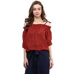 Rare Rust Red Printed Off-Shoulder Blouson Top (EP1001A-XL)