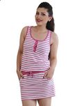 SlumberJill Pink Sailor Sleepshirt with Tie at Waist (FWSJ304_Dark Pink&White_X-Large) (FWSJ304XL)