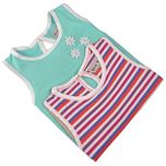 Bio Kid -Baby Casual Sleeve Less Tees - Yarn Dyed Multi Stripe With Turquise Tank Top - 2 Pcs Pack (6 - 9 Months)
