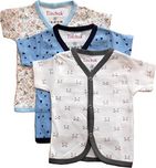 NammaBaby Cotton Front Open Half Sleeves vest- Tshirt -Multi PRINT Set Of 3 (3-6 months)