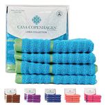 Casa Copenhagen Linea Ribbed Zero Twist Cotton 4 Piece Face Towel Set - Hwain Ocean