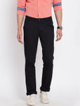 John Players Men Black Solid Slim Fit Flat-Front Trousers