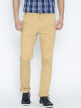 John Players Men Beige Slim Fit Casual Trousers