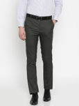 Arrow New York Men Charcoal Grey Tapered Fit Solid Formal Trousers