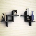 Artesia Wooden Wall Shelf(Number of Shelves - 2, Black)