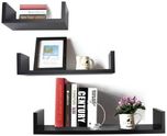 Decorhand Wooden Wall Shelf(Number of Shelves - 3, Black)