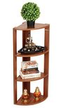 Bluewud Alba Floor Standing Corner Wall Decor Shelf / Wall Display Rack (Walnut, 4 Shelves).