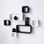 Artesia Decorative Wall Shelf with 6 Shelves (Black and White)