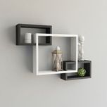 GrayWood Wall Mounted Shelf Set of 3 Floating Intersecting Storage Display Wall Shelves | Black & White