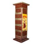 Apkamart Hand Crafted Wooden Side Corner Pillar Cum Cabinet - 36 Inch Height - Handicraft Showpiece & Utility Article For Home Decor