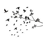 UberLyfe Black Leafy Branch with Birds Pigmented Paint-Like Wall Sticker (Wall Covering Area: 80cm x 180cm) - WS-000826-PV
