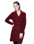 Montrex Maroon Designer Long Coat For Women