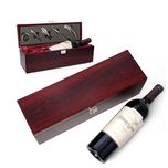 PACKNBUY 6 Pcs Wine Bottle Gift Set Collar, Pourer, Stopper, Opener, Glass Thermometer and Wooden Box